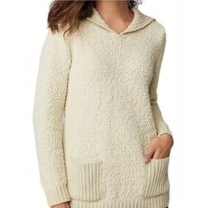 J.Jill Cream Textured Knit Pullover‎ Shawl Collared Sweater Top Womens Small